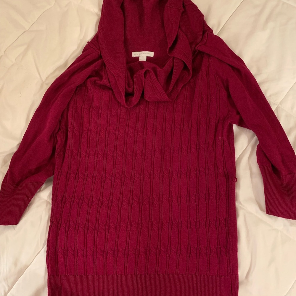 New York & Company Cowl Neck Sweater - Deep Red
